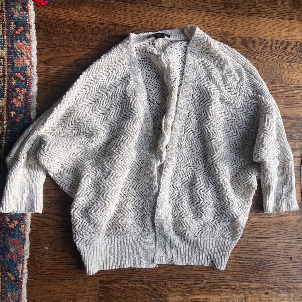 M Tahari Cream Knit Cocoon Sweater Cardigan